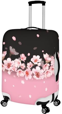 LNXSESN Housse Protection Valise Fleur Rose Noir Housse de Valise Lavable Elastique Anti-Rayures Protege Valise Réutilisable avec Zippé Résistant Housses de Valises pour 29-32 Pouces