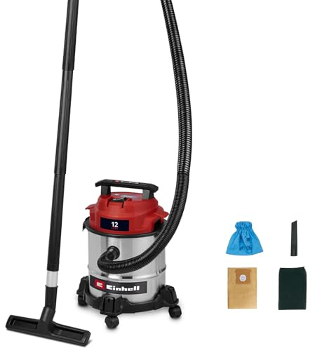 Einhell Nass-Trockensauger TC-VC 1240 S | 950 W | 180 mbar | 4 Lenkrollen | 12-L-Behälter | inkl. Fugen- & Kombidüse | Schaumstofffilter