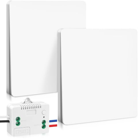 230V Funkschalter, Funklichtschalter, Funk Lichtschalter Set, Funktaster, kabelloser Wandschalter für Lampe, ohne Batterie