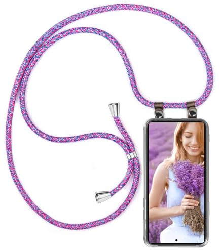 moex Handykette für Samsung Galaxy S26 Ultra Hülle mit Band abnehmbar, Handyhülle mit Kette zum Umhängen, Handyband 155 cm lang Stoff Kordel Umhängehülle, Handy Umhängeband, Lila Pink