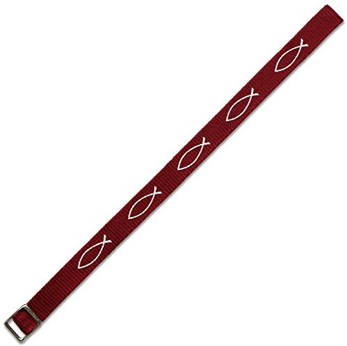 Christliche Geschenkideen °° Gewebtes Armband BORDEAUX/DUNKELROT Fisch