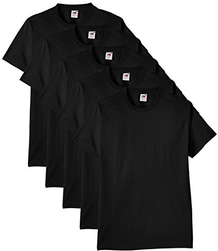 Fruit of the Loom Herren Regular Fit T-Shirt Heavy Cotton Tee Shirt 5 pack, Schwarz (Black), XL