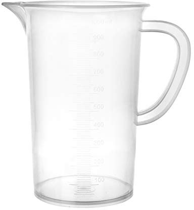 eisco Labs 1000 ml Polypropylen becher mit Griff und Ausgießer, 10 ml Graduierung