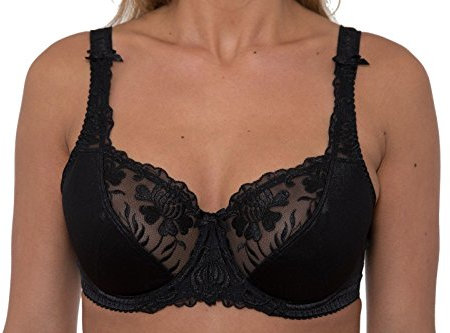 Gemm Ladies Plus Size Black Bra Underwired Firm Control Bra E-J Cup (38F)
