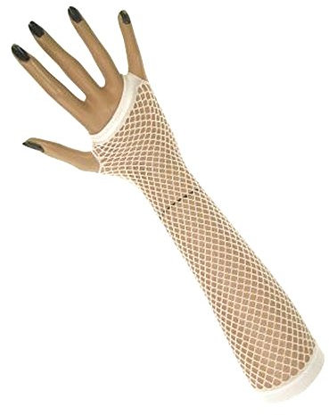 krautwear® Damen Fingerlose Netzhandschuhe Handstulpen Handschuhe lang (Weiss)