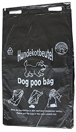Hundekotbeutel SCHWARZ - ÖKO - schwarz bedruckt weiss - abreissbar - 20 x 32 cm - verschiedene Mengen (1000)