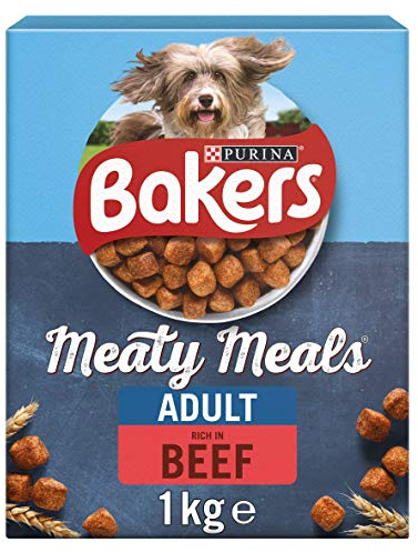 Bakers Meaty Meals Adult Dry Dog Food Beef 1kg (Pack of 4)