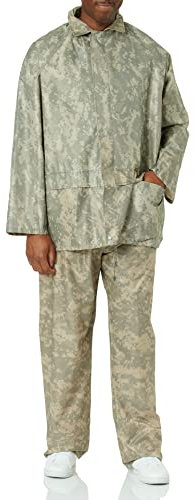 Mil-Tec Regenanzug Herren (2-teilig) • Wasserabweisender Regenanzug • Leichte Regenjacke mit Kapuze&Regenhose • Regenschutz für Outdoor Aktivitäten • Regenbekleidung inkl. Tragebeutel • AT-Digital, XL