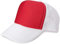 styleBREAKER Unisex 5-Panel Trucker Cap mit Mesh-Einsatz | verstellbares Basecap mit Click Snap Verschluss | luftiges Netz Cap für Damen und Herren, Farbe:Rot-Weiß