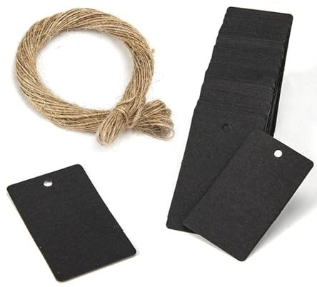 Geschenkanhänger Groß 200 Stk 12X6CM, 300g/m² Kraftpapier Etiketten Tags Packpapier Geschenk (schwarz)