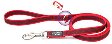 IDC Color & Gray gumierte Leine, 20 mm x 1,8 m mit Schlaufe und D-Ring, Rot-Grau