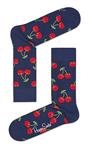 Happy Socks, Colourful Fun Print Cotton Socks for Men and Women, Cherry (41-46)