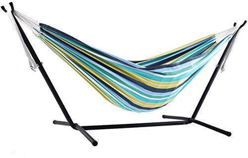 Vivere Doppel Baumwolle Hängematte mit Hängemattengestell 250 cm, Cayo Reef