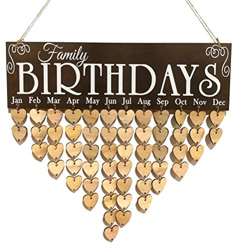 VORCOOL Immerwährender Geburtstagskalender Holz DIY Kalender Geschenk für Haus Party Dekoration