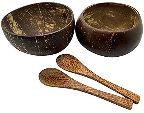 VIE Gourmet Cuencos y Cucharas de Coco Conjunto de 2