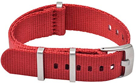 VINBAND NBAND Unisex ZULU Nylon Uhrenarmband mit Edelstahl Silberne Schnalle 20mm Red