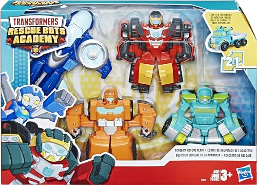 Playskool Heroes Transformers Rescue Bots Academy Rescue Team Pack, 4 Collectible 4.5 Converting Action Figures, Toys for Kids Ages 3 & Up (Amazon Exclusive)