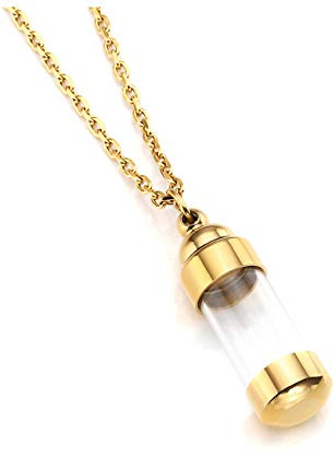 Zysta Collier Pendentif Gravure Personnalisée Tube Bouteille Colonne Transparent Acrylique Acier Inoxydable Ouvrir Recipient Contenant Mémorial Urne Souvenir