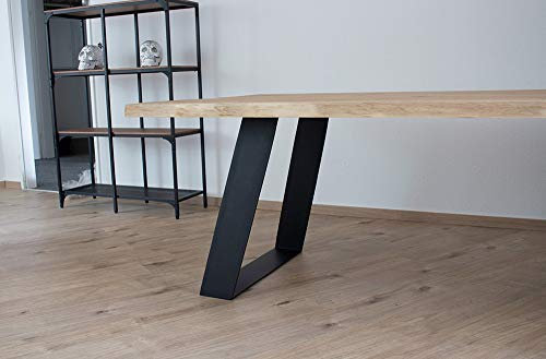 KTC Tec Tischgestell Stahl TGFe 150x10 SMS 700 (550) schwarz Trapez eckig schräg Metall Tischuntergestell Tischkufe Kufengestell Tischbeine Tischfuß Industriedesign Esstisch Schreibtisch (1 Paar)