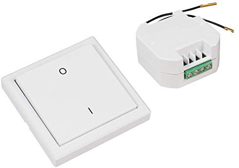McPower | Funk-Schalter Set Comfort | Wandtaster + Empfänger | 70 m Reichweite | LED geeignet | 2000W max. | Unterputz | 433 MHz