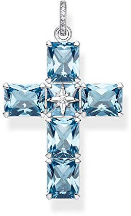 THOMAS SABO Anhänger Kreuz große Blaue Steine mit Stern, PE880-644-1, 5.2