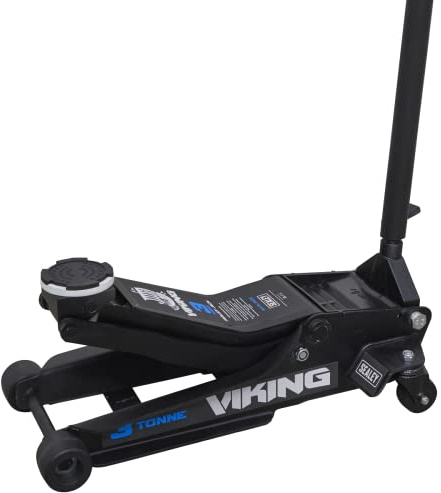 Sealey Viking 3 Tonne Low Profile Trolley Jack, Car Jack, with Rocket Lift - 3100TB, Black