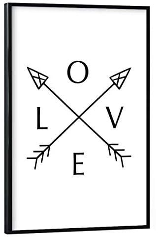 artboxONE Poster mit schwarzem Rahmen 75x50 cm Typografie Love Arrow Sign - Bild Love Poster Arrow Arrow Quote