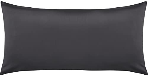 Pure Label Mako Satin Kopfkissenbezug 40x80 cm aus 100% Baumwolle in dunkelgrau - Traumhaft weicher Kissenbezug passend zu unseren Bettwäsche Sets