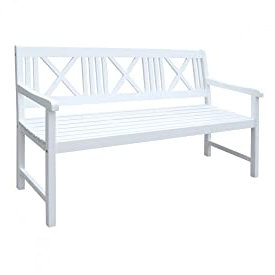 H4L Gartenbank Eukalyptusholz White Washed 3-Sitzer Holzbank Sitzbank Holzmaserung sichtbar FSC 100%