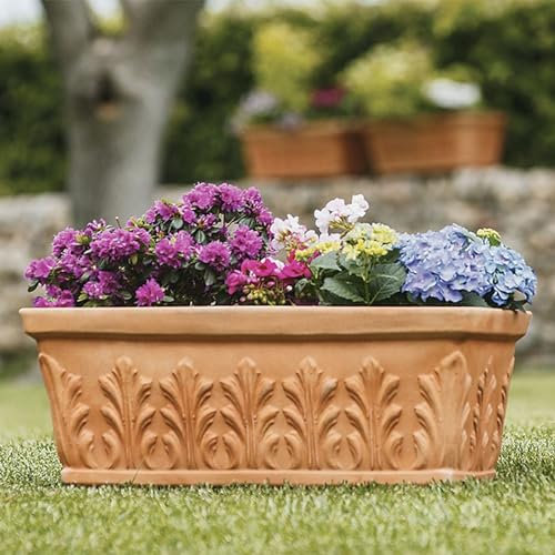 Decorspace Fioriera Foglia in resina con decorazione Made in Italy per fiori e piante (70 cm, Terracotta)