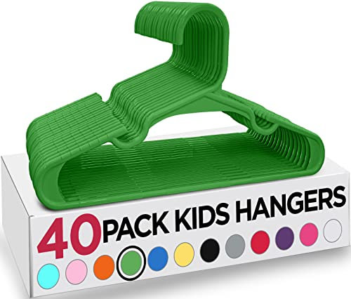 Utopia Home Packung mit 40 Kinderkleiderbügeln - 11,5“ Baby- und Kinderkleiderbügel aus Kunststoff für den Kleiderschrank, Für den täglichen Gebrauch, grün