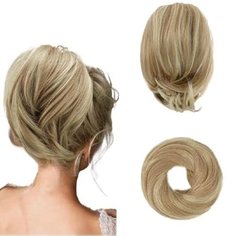BARSDAR Haarteil Hair Extensions Haarknoten-Pferdeschwanz-Verlängerung,Gerades synthetisches Haarteil, kurzes Pferdeschwanz-Brötchen, Haarschmuck einfach Scrunchie für Frauen 16H613