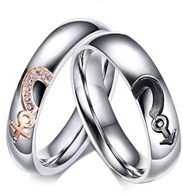 KnSam Paarpreis Ringe Männer 4MM/ 5MM, Edelstahl Ringe Partnerringe Puzzle Herz Poliert mit Zirkonia für Männer, Silber, Damen Gr.57 (18.1) & Herren Gr.65 (20.7)