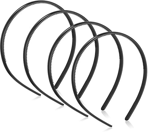 Sibba 4 Stück Kunststoff Glatte Stirnbänder Zähne Kamm Skinny Haarbänder Einfach Dünne DIY Haarreifen 8 mm Breit Mode Haarstyling Zubehör Unisex Kopfbedeckung für Damen Männer