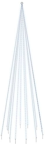 vidaXL LED Weihnachtsbaum für Fahnenmast Tannenbaum Lichterbaum Weihnachtsdeko Beleuchtung Außen Beleuchtet Lichterkette Kaltweiß 732 LEDs 500cm