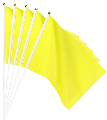 sourcing map Jaune Drapeau Bâton Main Tenue Petit Mini Bricolage Drapeau Bannière 11,8 Pouce x 7.8 Pouce Carré pour Festival Événements Fête Décoration Paquet de 25