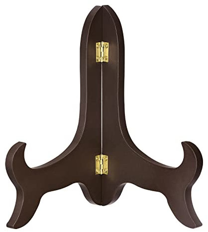 sourcing map 10 Easel Plate Holder, Wooden Folding Display Stand Brown for Decorative Picture Frame