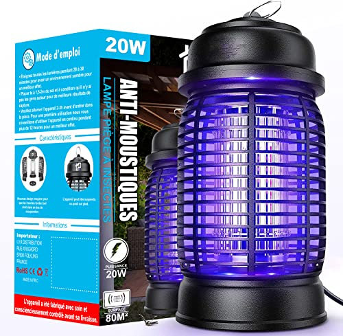 Lampe UV 360° Anti Moustique 20W 4200V | Tueur D'INSECTES ÉLECTRIQUE | Anti Insectes RÉPULSIF | INTÉRIEUR & EXTÉRIEUR | avec Anneau DE Suspension | Marque FRANÇAISE