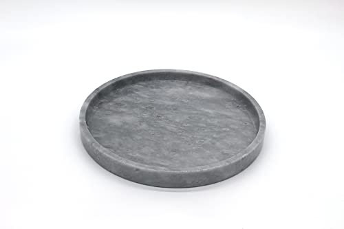 Marmortrend Deko Tablett Rund aus edlem Marmor (grau)