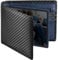 GSG SINCE 1998 Men's Wallets Genuine Leather RIFD Tri-Fold Wallet with Coin Pocket,14 Credit Card Slots, 2 Banknote Compartments, 2 ID Windows, Minimalist Wallet with Gift Box, Black-navy