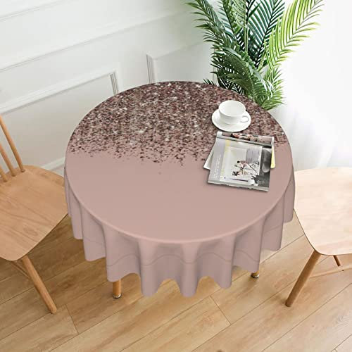 DMORJ Nappe ronde imprimée rose poudré or rose : nappe ronde lavable en polyester - parfaite pour les tables de buffet, les fêtes, les pique-niques. -152,4 cm