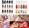 SeseBee Press on Nails, 6 Packs (144 Pcs) False Nails with Glue Stickers, Coffin Full Cover Acrylic Nail Adhesive Tab for Women Girls Art, Gift Box Packaging (Sequin Style）, Green, Pack of 1