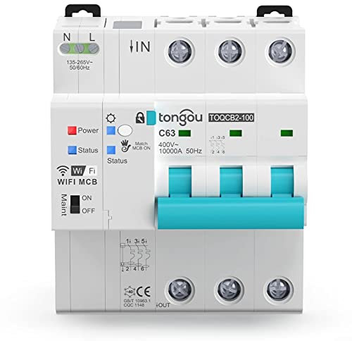 pour Tuya MCB 3P Disjoncteur de Mesure WiFi Intelligent à Distance sans Fil