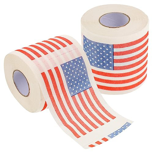 Zerodeko Usa Flagge 2 Toilettenpapier Mit Amerikanischem Flaggenmotiv Neuartige Toilettenpapierrolle 4. Juli Patriotisches Toilettenpapier Für Unabhängigkeitstag Gedenkfeier Veteranentag