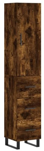 vidaXL Highboard, Sideboard mit viel Stauraum, Kommode Schrank für Wohnzimmer, Anrichte Schubladenschrank Metallbeine, Modern, Räuchereiche Holzwerkstoff