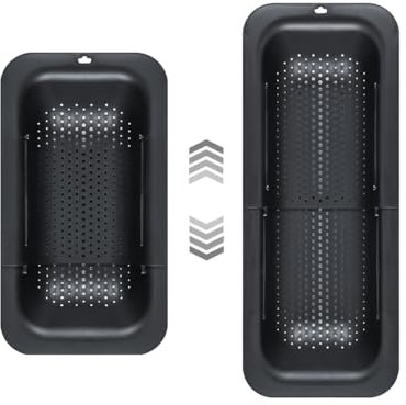 CLEKER XXL Sieb Küche ausziehbar(37-50cm), Siebkorb über Spüle Abtropfsieb Seiher Obstsieb Küchensieb Waschbecken Camping, Gekochte Nudeln abtropfen, Gemüse, Obst, Salat waschen