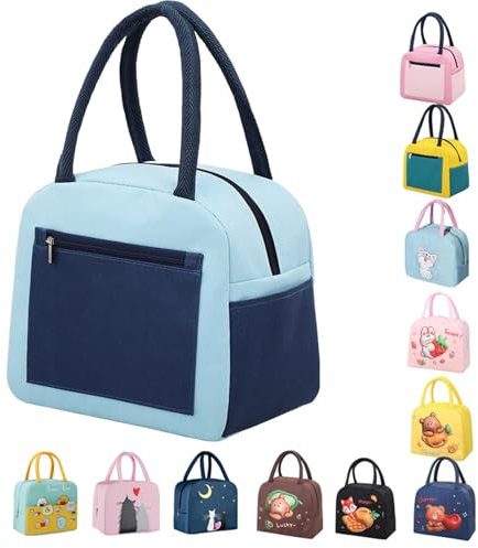 WYSUMMER Lunch-Tasche, isolierte Tragetasche für Damen, isolierte Lunchbox, Kühltasche, wasserabweisend, Lunch-Organizer für Kinder und Studenten, Reisen, Picknick, Schule (Tibetisches Blau)