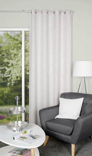 HOME WOHNIDEEN Fertigschal LINORA mit Ösen in Leinenstruktur, 245x140 cm, Blickdicht, Farbe:grau, Größe:245 x 140 cm, Anzahl: 1x