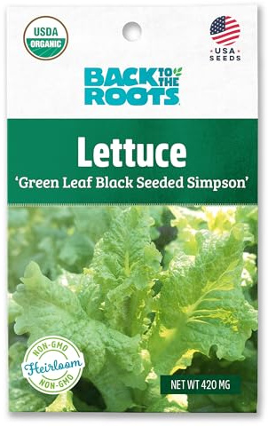 Back to The Roots 100% Organic Seed Packet - Lettuce 'Green Leaf Black Seeded Simpson' 420mg