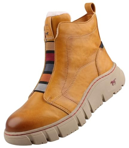 MUSTANG Damen Stiefelette sportlich Winterboot Warmfutter Plateausohle 1499-606, Größe:39 EU, Farbe:Gelb